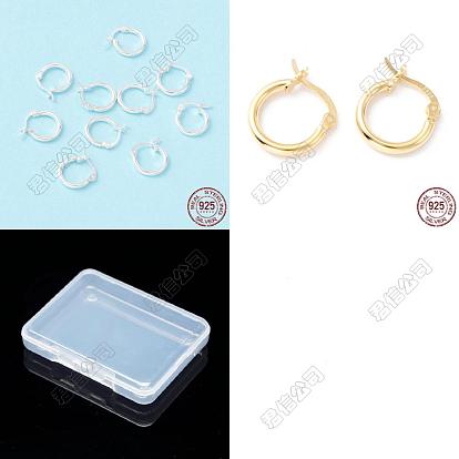 2Pares 2Colores 925Pendientes de aro de plata de ley, aretes de aro huggie pequeños y gruesos para mujer, anillo