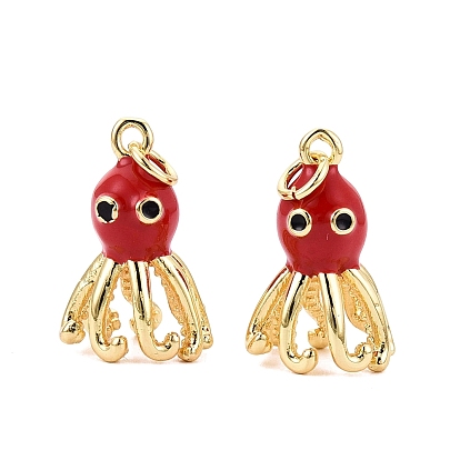 Латунь эмаль подвески, прелести осьминога, золотые