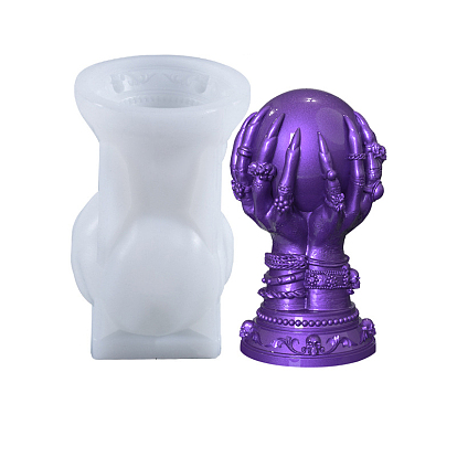 DIY Silicone Candle Holder Molds, Resin Casting Molds, Ghost Hand with Ball/Hand with Rose