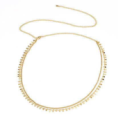 Латунная звезда подвеска двухслойная панцирная цепь на талию для женщин, с 304 из нержавеющей стали Lobster Claw застежками