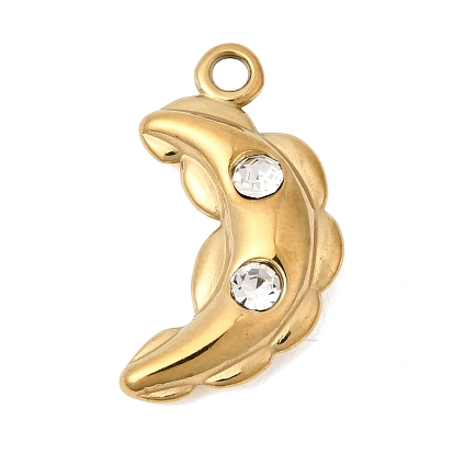 304 подвески из нержавеющей стали, прелести полумесяца, со стразами, ионное покрытие (ip)