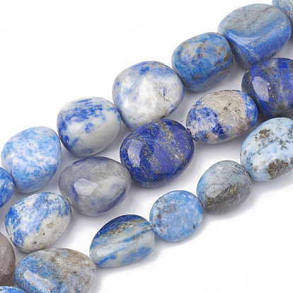 Natural Lapis Lazuli Beads Strands, Tumbled Stone, Nuggets