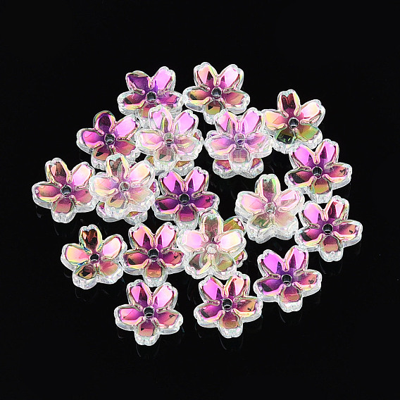 Прозрачные гальванические стеклянные колпачки для бусин, 5-цветок сакуры