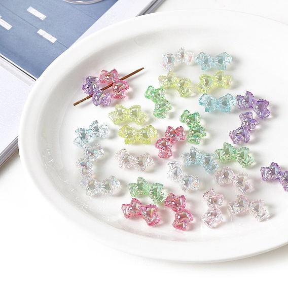 УФ-покрытие Радужные радужные прозрачные акриловые бусины, бантом