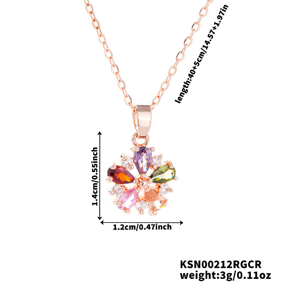 Элегантные модные латунные ожерелья с цветочным кулоном для женщин, красочный
