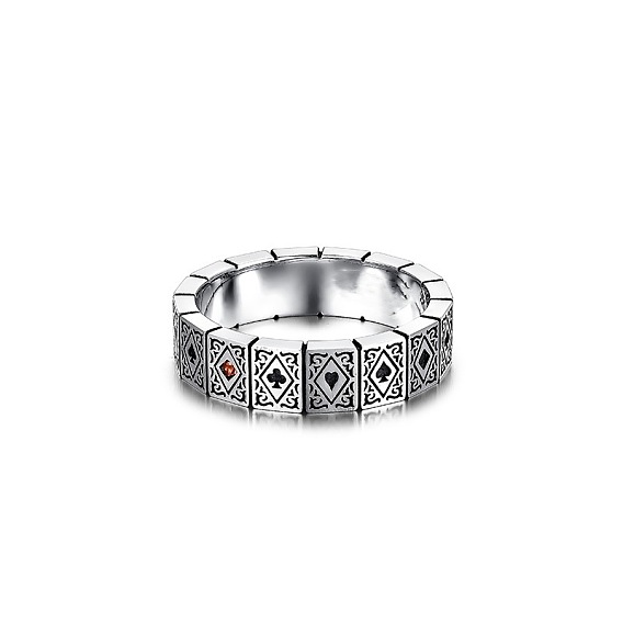 Латунные кольца со стразами для мужчин, игральная карта