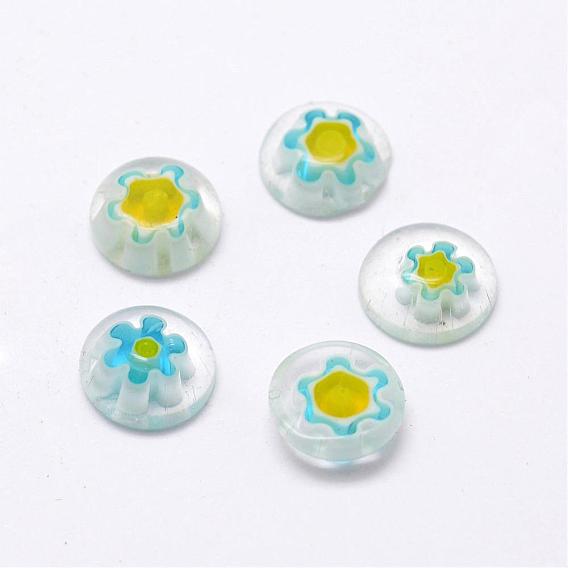 Handmade Millefiori Glass Cabochons, Half Round/Dome