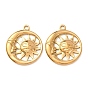 Pendentifs en acier inoxydable, soleil avec des charmes de lune, placage ionique (ip)