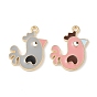 Alloy Enamel Pendants, Light Gold, Chicken Charm