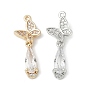 Латунные микро проложить кубического циркония подвески, без кадмия, без никеля и без свинца, бабочка со слезой