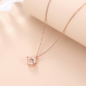 Planet Fashion Moissanite and Cubic Zirconia Pendant Necklaces, with Brass Cable Chain for Women Daily Wear