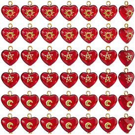 45шт 3 стили латунные стеклянные подвески в форме сердца, с золотой железной петлей