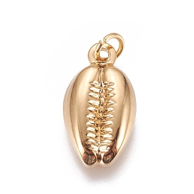 Vacuum Plating 304 Stainless Steel Pendants, Cowrie Shell