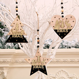 Christmas Decoration Supplies Christmas Tree Pendant Black Gold Wood Stereo Pendant