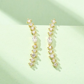 Messing Micro Pave Zirkonia Ohrstecker Ohrstecker, Pferd Auge und flache runde, echt 18 k vergoldet, cadmiumfrei und bleifrei, langlebig überzogen, Gestell