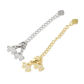 Латунный микропаве прозрачный кубический цирконий с цепочками, стойки покрытие, долговечный, с концами шнура с 2-образными 4-отверстиями и карабинами