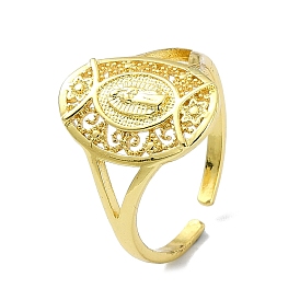 Brass Open Cuff Ring, Virgin Mary