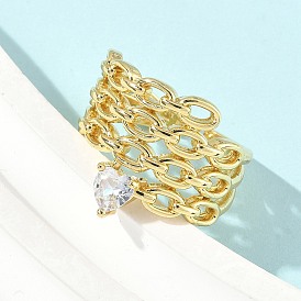 Латунные микро проложить манжеты кольца кубического циркония, двойное кольцо с жемчужным цветком