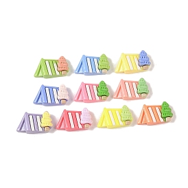 Opaque Resin Decoden Cabochons, Tent with Tree