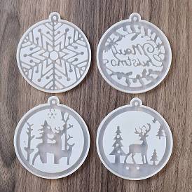 Christmas Silicone Pendant Molds, Resin Casting Molds, for Keychain Clasps Craft Making, White