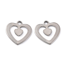 201 Stainless Steel Charms, Heart