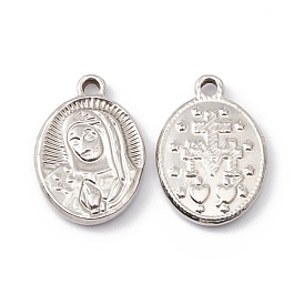 201 Stainless Steel Pendants, Oval with Human Face Pattern