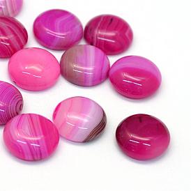 Dyed Natural Striped Agate/Banded Agate Cabochons, Half Round/Dome, 14x5~6mm