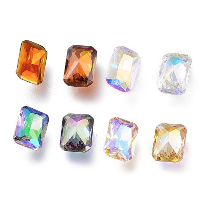 Cubic Zirconia Pointed Back Cabochons, Faceted Rectangle