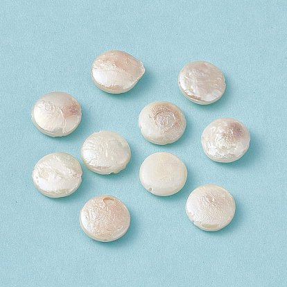 Baroque Natural Keshi Pearl Beads, Flat Round