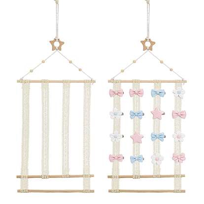 2 sacs 2 styles présentoir mural en bois en forme d'étoile et de fleur pour pinces à cheveux, Support suspendu en dentelle pour accessoires pour cheveux