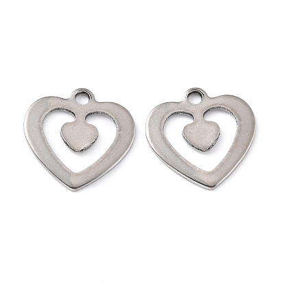 201 Stainless Steel Charms, Heart