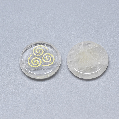 Gemstone Cabochons, Flat Round with Auspicious Cloud Pattern
