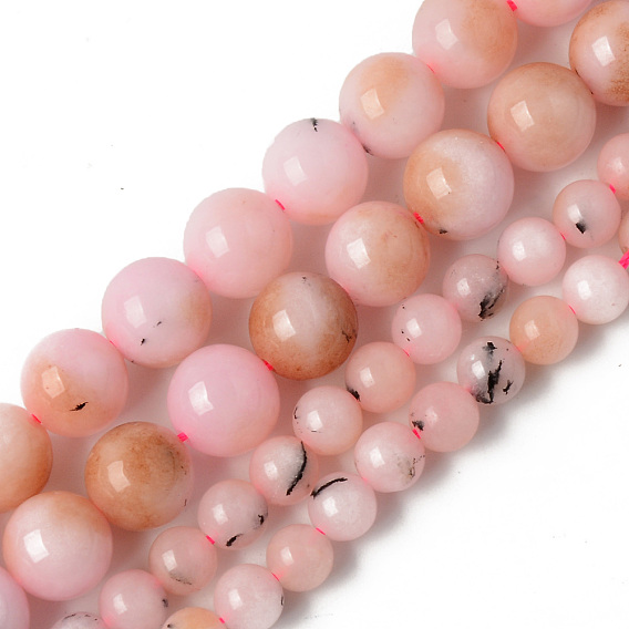 Natural Quartz Beads Strands, Dyed & Heated, Imitation Pink Opal, Round