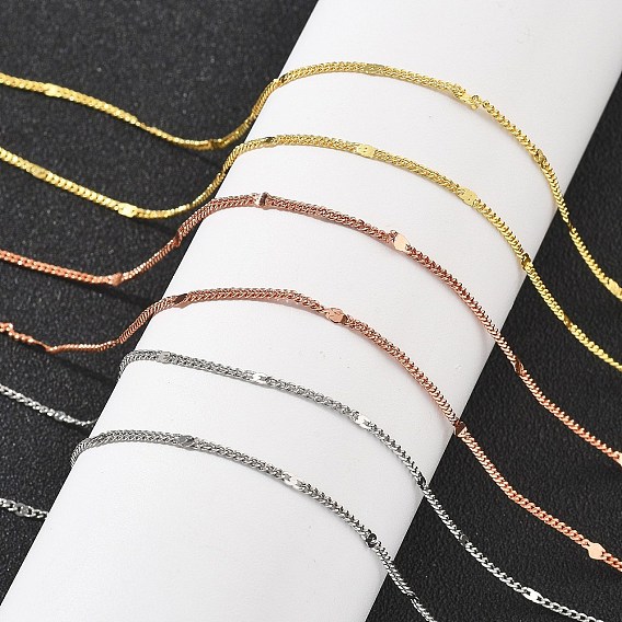 Латунные цепочки панцирного плетения ожерелья для женщин, 304 из нержавеющей стали застежкой омар, стойки покрытие, без свинца и без кадмия, долговечный