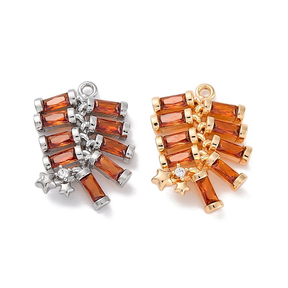 Латунные микро проложить кубического циркония подвески, без кадмия, без никеля и без свинца, со стеклом, фейерверки-шармы