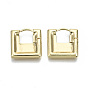 Brass Huggie Hoop Earrings, Square, Nickel Free
