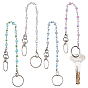 4шт. стеклянные бусины брелок, с железными поворотными карабинами, застежками и кольцом