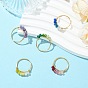 Dyed Natural Malaysia Jade Finger Rings for Women, Round, Light Gold