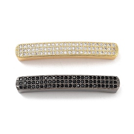 Rack Plating Brass Micro Pave Cubic Zirconia Beads, Cadmium Free & Lead Free, Long-Lasting Plated, Rectangle, Clear/Black