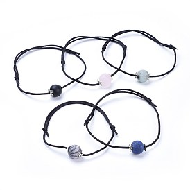 Nylonschnur Armbänder, mit natürlichen gemischten Edelstein- und Legierungsfunden