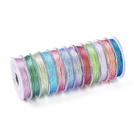 12 Rolls 12 Colors Round Metallic Cord, for Jewelry Making
