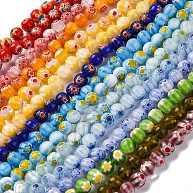 Handmade Millefiori Lampwork Beads Strands, Round