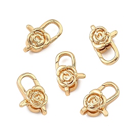 Fermoirs mousquetons en laiton shegrace, fleur rose, sans cadmium et sans plomb et sans nickel