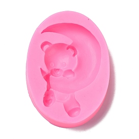 Food Grade Silicone Molds, Fondant Molds, Baking Molds, Chocolate, Candy, Biscuits, UV Resin & Epoxy Resin Jewelry Making, Bear with Moon