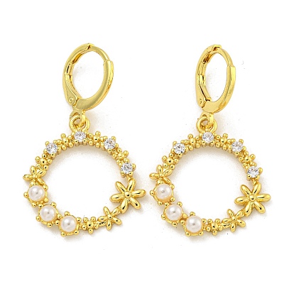 Кольцо-цветок с покрытием из латуни, паве из прозрачного кубического циркония, серьги-кольца для женщин, без кадмия и без свинца, долговечный