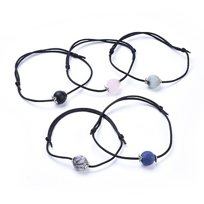 Nylonschnur Armbänder, mit natürlichen gemischten Edelstein- und Legierungsfunden
