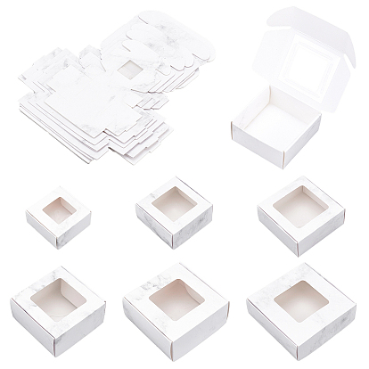 Benecreat 24 шт 6 стили бумага с коробками для конфет из ПВХ, с квадратным окном, для коробки для выпечки, подарочная коробка для детского душа, квадратный