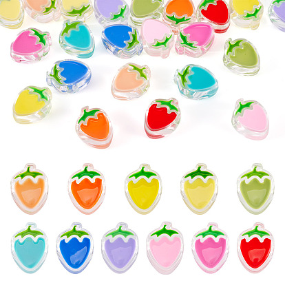 22шт 11 цвета прозрачные эмалевые акриловые бусины, клубника