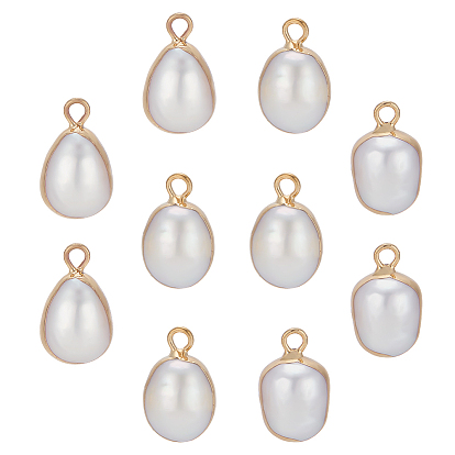 10шт гальванические подвески из натурального жемчуга в стиле барокко кеши с жемчугом, культивированный пресноводный жемчуг, с железной фурнитурой, овальный шарм