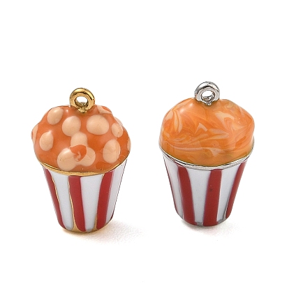 316 Stainless Steel & Enamel Pendants, Popcorn Charms